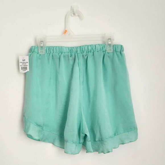 Green Ruffle Petal Drawstring Shorts Size Small b20 - Picture 4 of 10